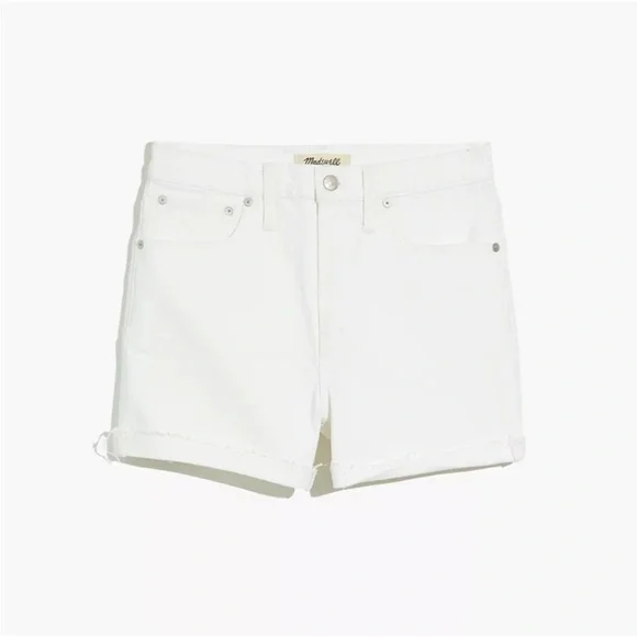 Madewell White High-Waisted Women’s Denim Shorts in Tile White Size 28 - Picture 2 of 7